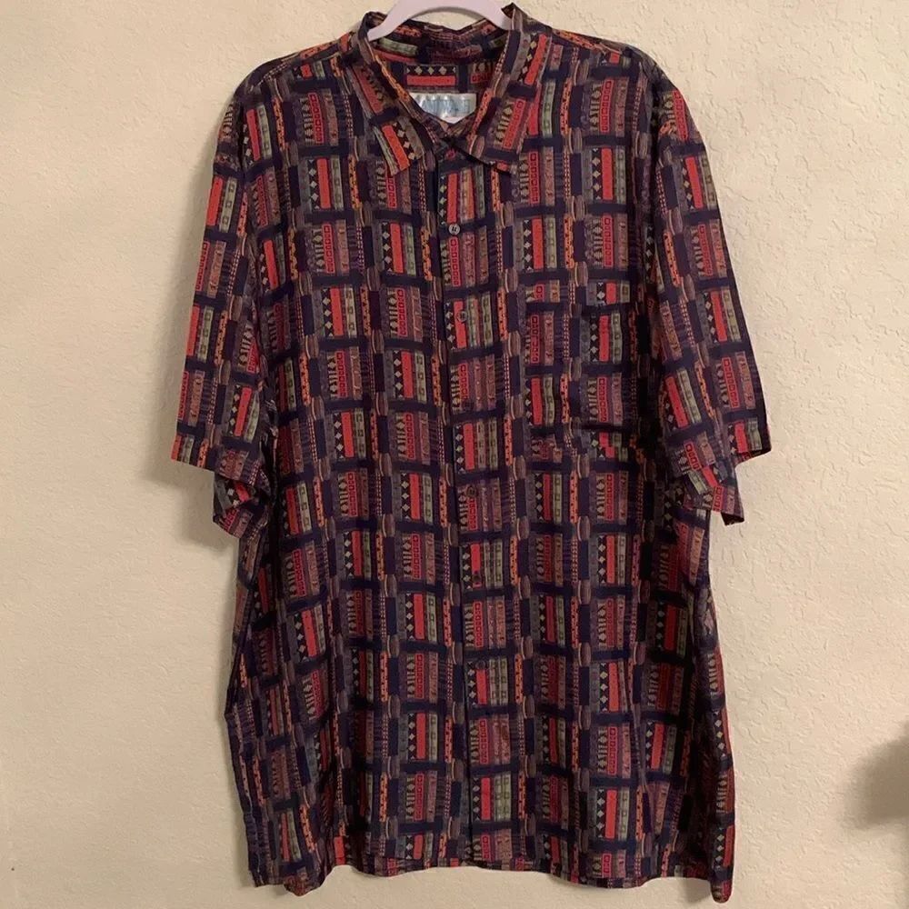 Sandwash Silk Short Sleeve Pocket Multicolored Men’s Shirt Size XXXXL